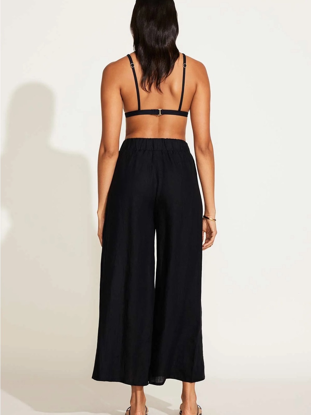 Vitamin A Tallows Linen Wide Leg Pant - Black EcoLinen - Picture 5 of 5